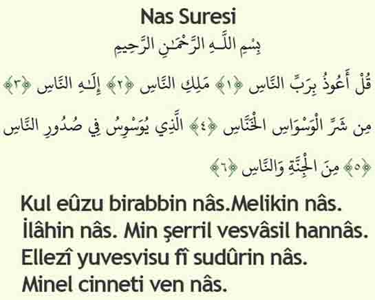 Nas Suresi Türkçe Okunuşu ve Anlamı